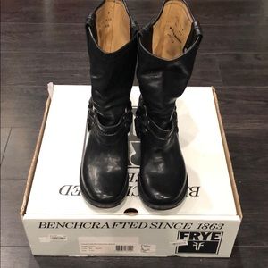 Frye leather black Carmen Harness Short boots